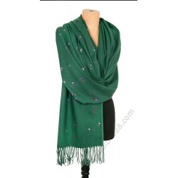 S 5547-1 Красив кашмирен дамски шал в зелено с точки