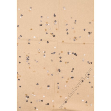 S 5547-1 Уникален кашмирен дамски шал в бежово с точки