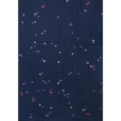 S 5547-1 Уникален кашмирен дамски шал в тъмносиньо с точки