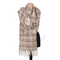 S 1505 Кашмирен шал с две лица в бежово и екрю