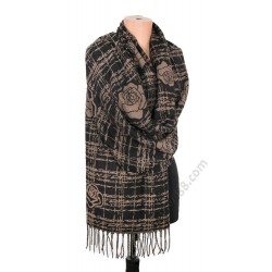 S 1505 Кашмирен шал с две лица в кафяво и черно