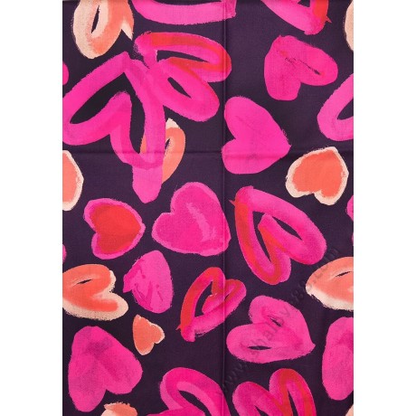 S 2510 Магичен кашмирен шал в циклама с рисувани сърца