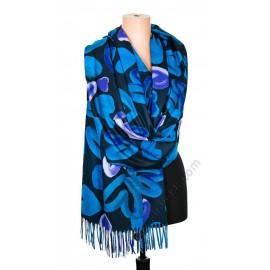 S 2510 Кралскосин кашмирен шал с рисувани сърца