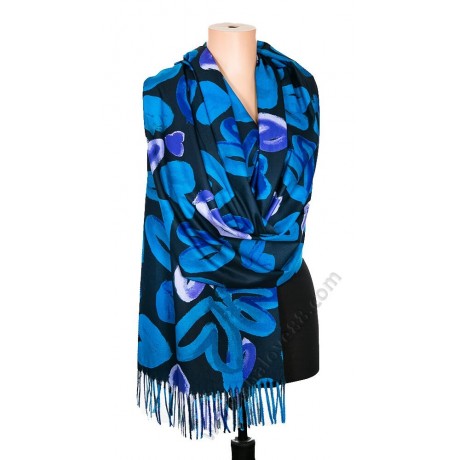 S 2510 Кралскосин кашмирен шал с рисувани сърца