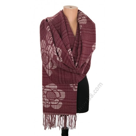S 2507 Кашмирен шал с две лица " Разкош във винен цвят"