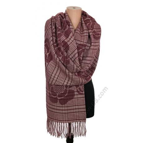 S 2507 Кашмирен шал с две лица " Разкош във винен цвят"
